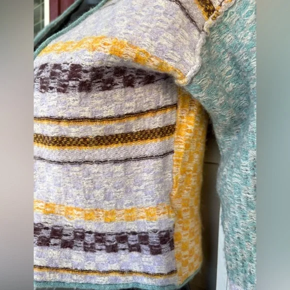 Free People women’s multicolor Ready Set Go Cardigan cropped sweater sz XS used - Picture 10 of 11